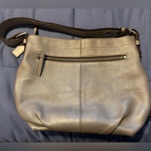Metallic Silver Coach Hobo Duffle